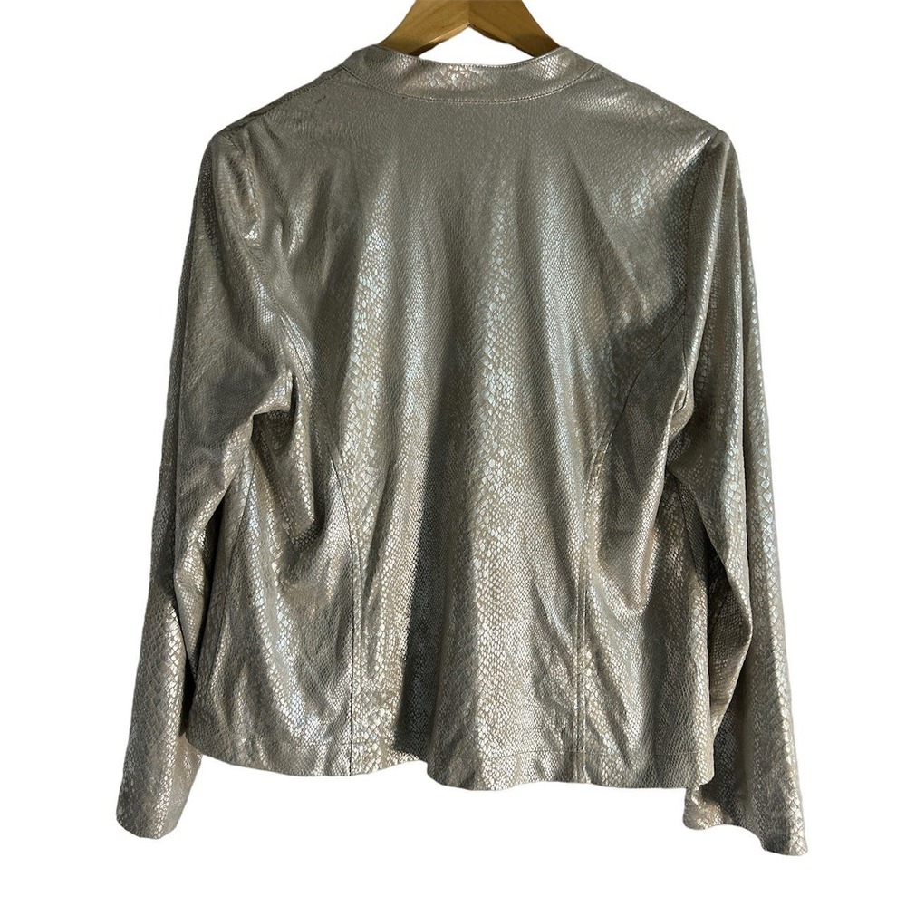 Chico’s Women’s Size Medium Silver‎ Snake Print Open Front Cardigan Jacket - Picture 2 of 8